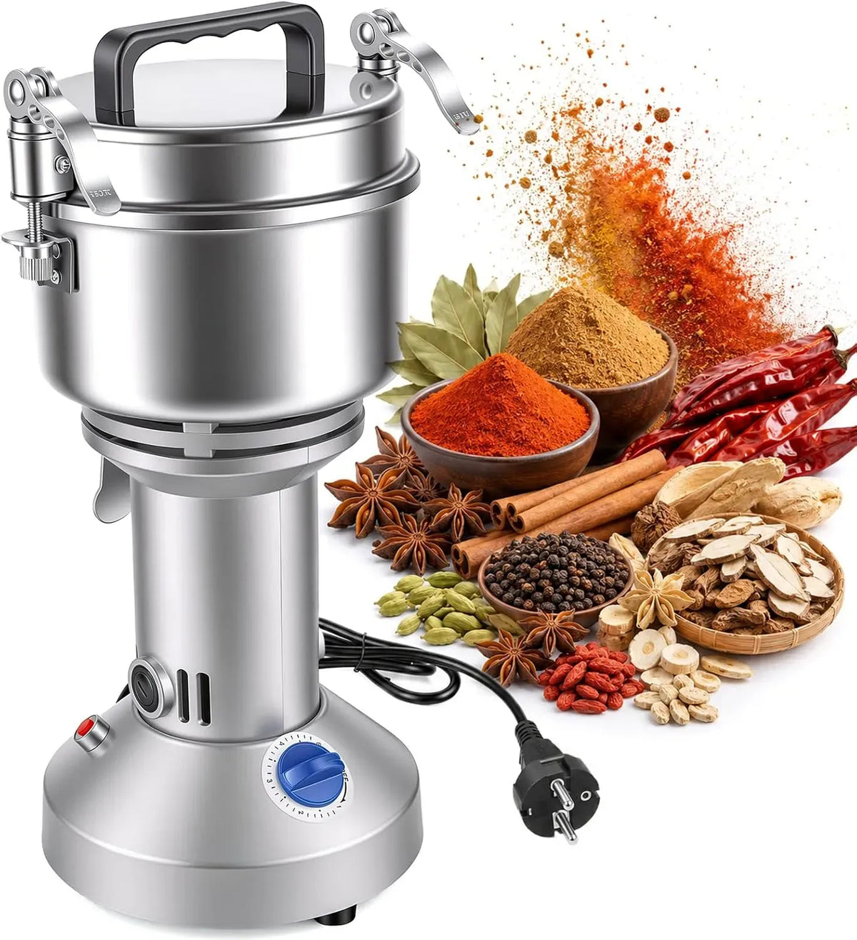 Mulino per cereali, 1200 W, 750 g, macinacereali, acciaio inox