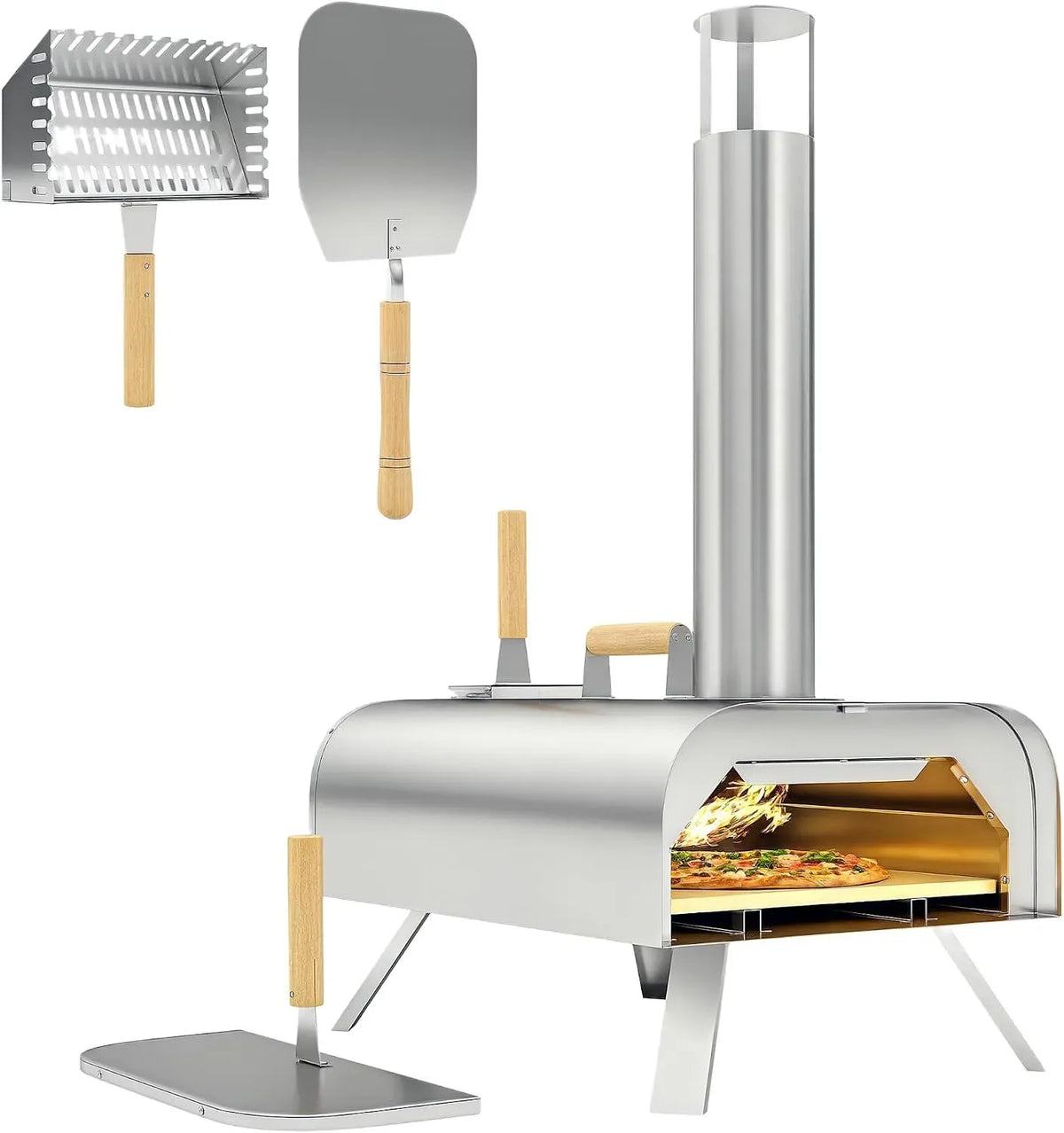 Forno elettrico per pizza, 79x36x75 cm, argento