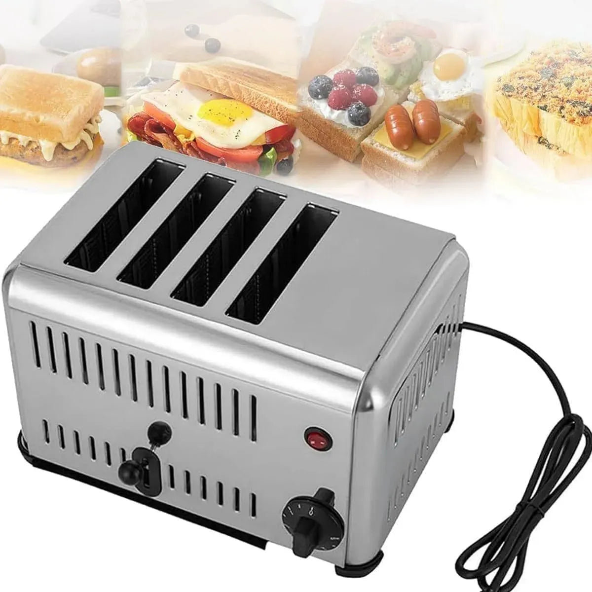 Macchina per il pane 4slices, panificatrice, professionale, acciaio inox, Fessure Extra Larghe da 3 Cm