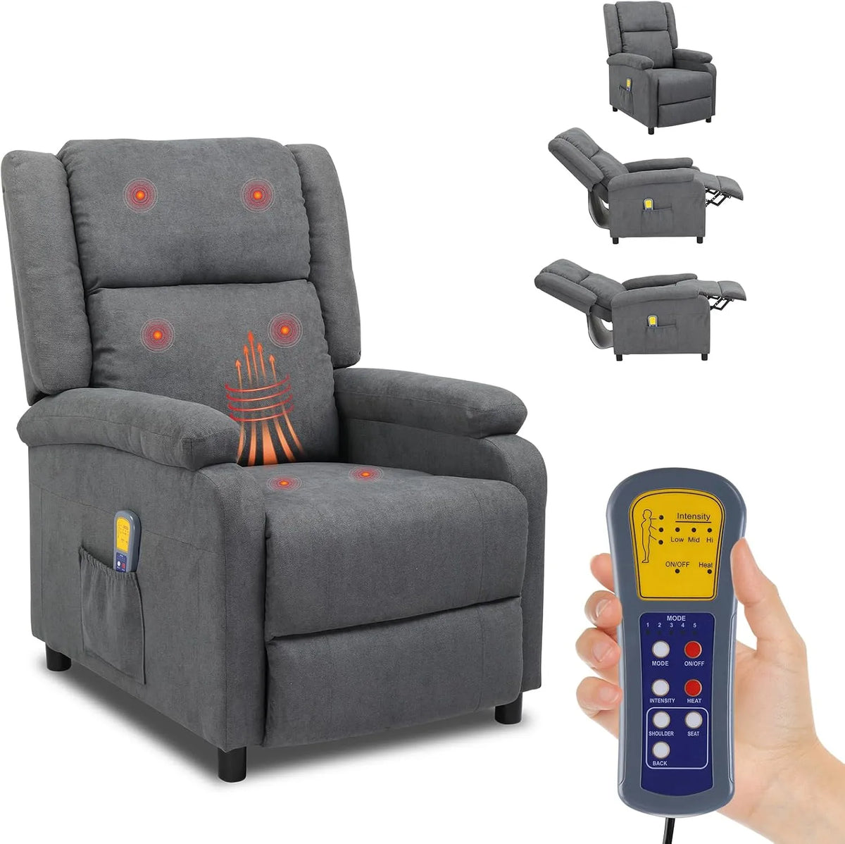 Poltrona relax con massaggio, LEADZM, fino a 120 kg divano singolo