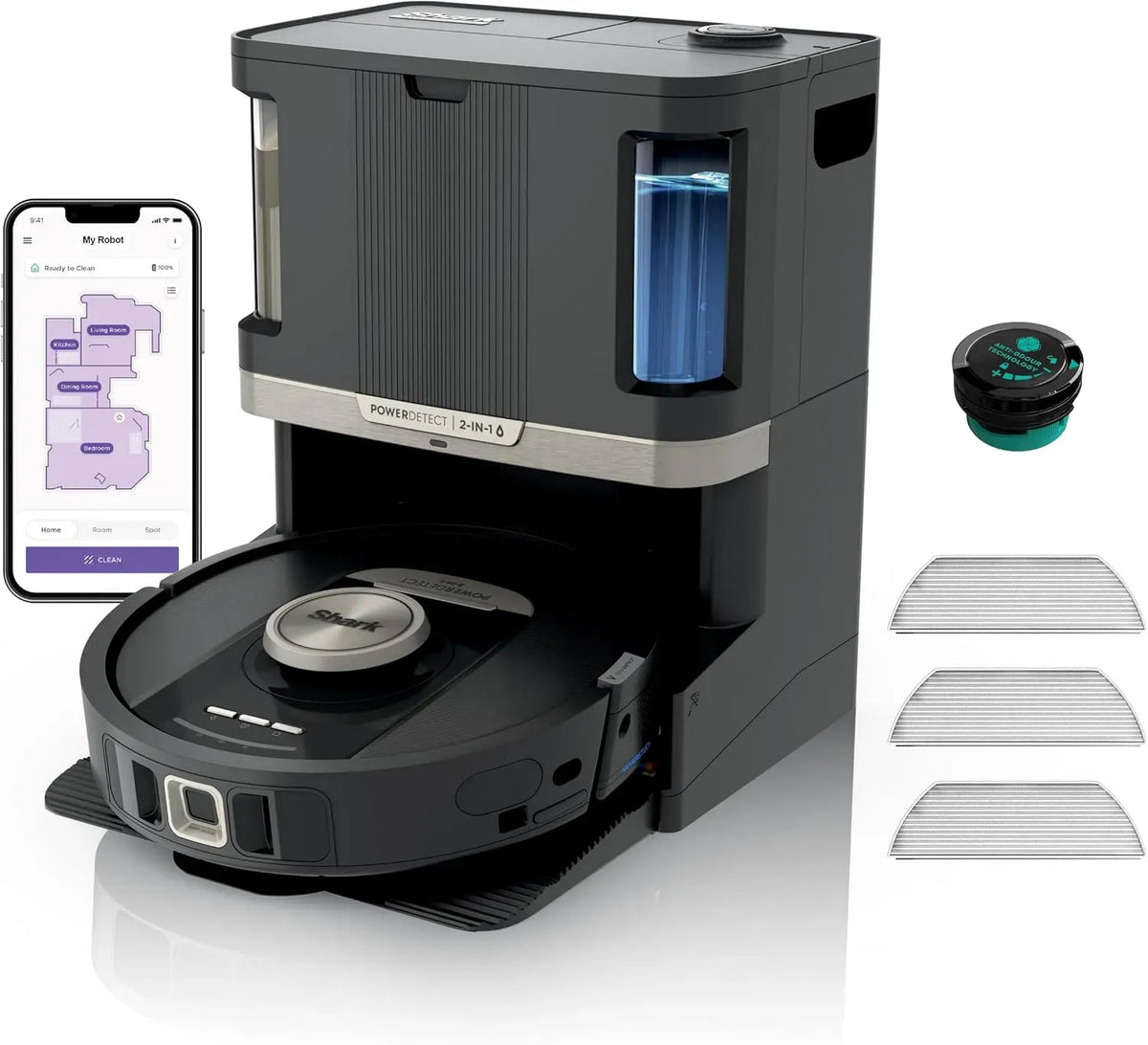 Robot aspirapolvere RV2800ZEEU, aspirapolvere robot, lavapavimenti elettrico, Shark PowerDetect