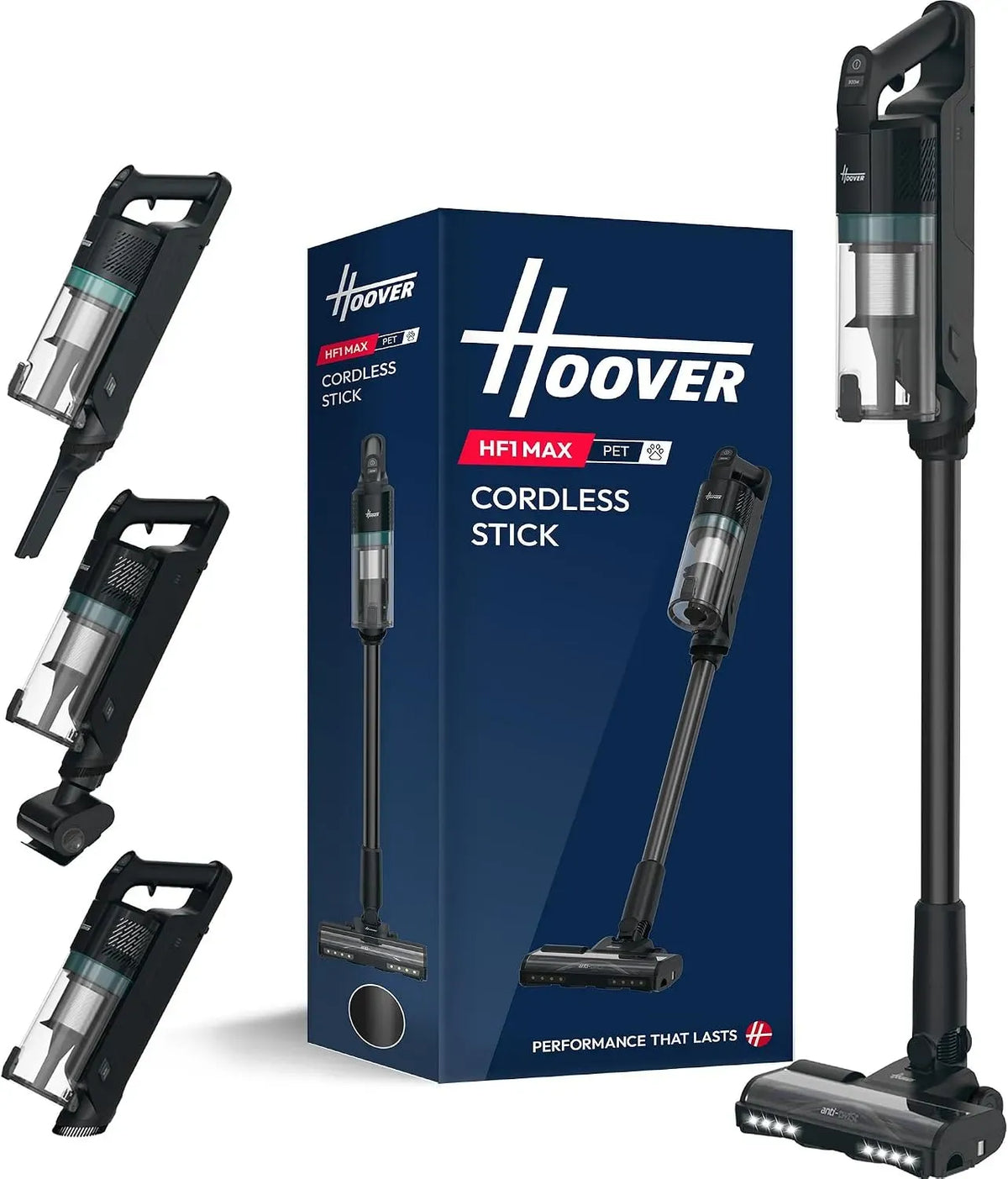 Hoover HF1 Aspirapolvere, 200 W, ricaricabile con durata di 50 minuti, involucro anti-peli da 200 W, faro LED, filtro HEPA