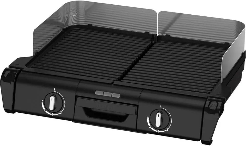 Tefal TG800N10 Barbecue, tavolo, rivestimento antiaderente, nero, alluminio