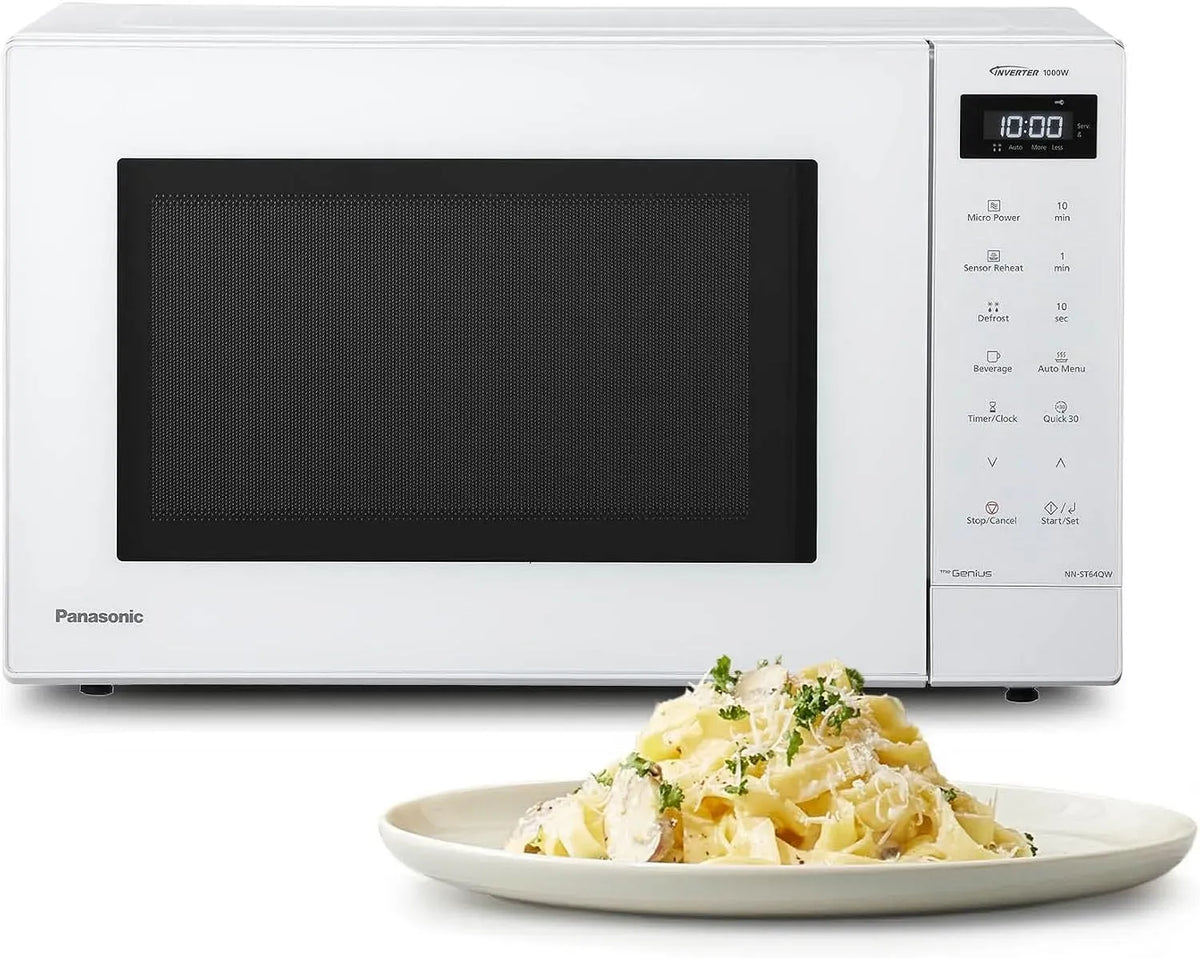 Panasonic NN-ST64QWEPG Forno a microonde, 32 L, 1000 W, 20 programmi, touch, Inverter, scongelamento, bianco, Funzione Quick 30, Controllo Touch