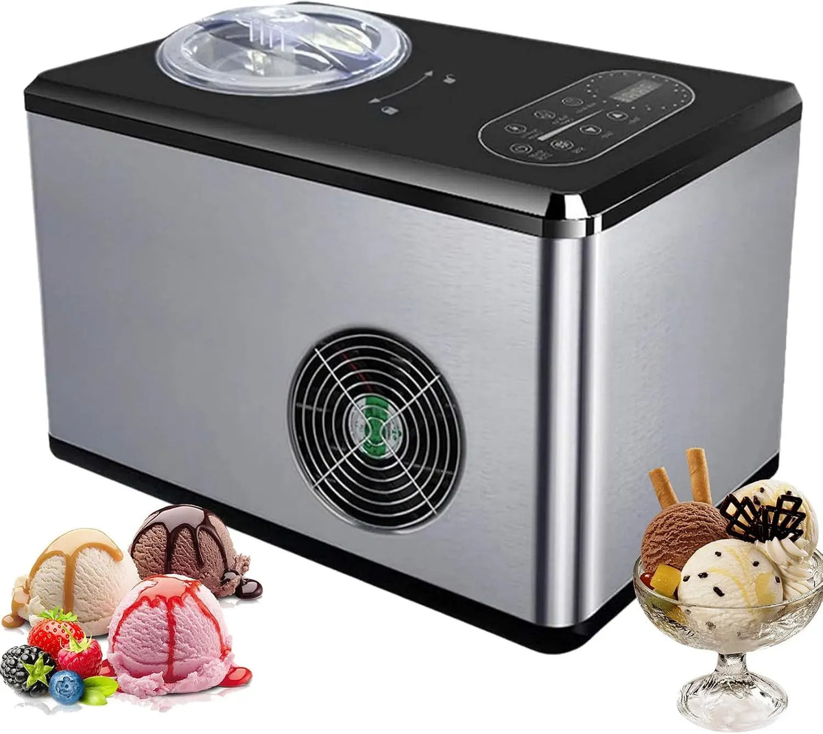 macchina per gelato e sorbetto, macchina da caffè elettrica, 1,5 L, display LCD, professionale, acciaio inox, per Gelato Soft
