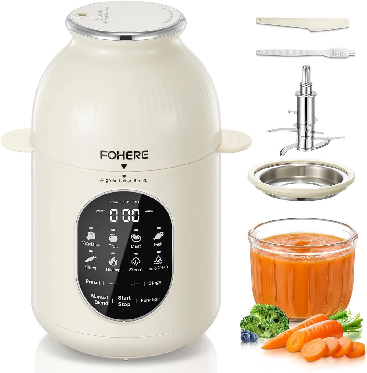 Senza BPA, Cottura a Vapore e Frullatura in Un Solo Passo, per Cuocipappa Mixer Multifunzione per Bébé, 3 Prog Preimp, Tutte le Fasi Preparatore di