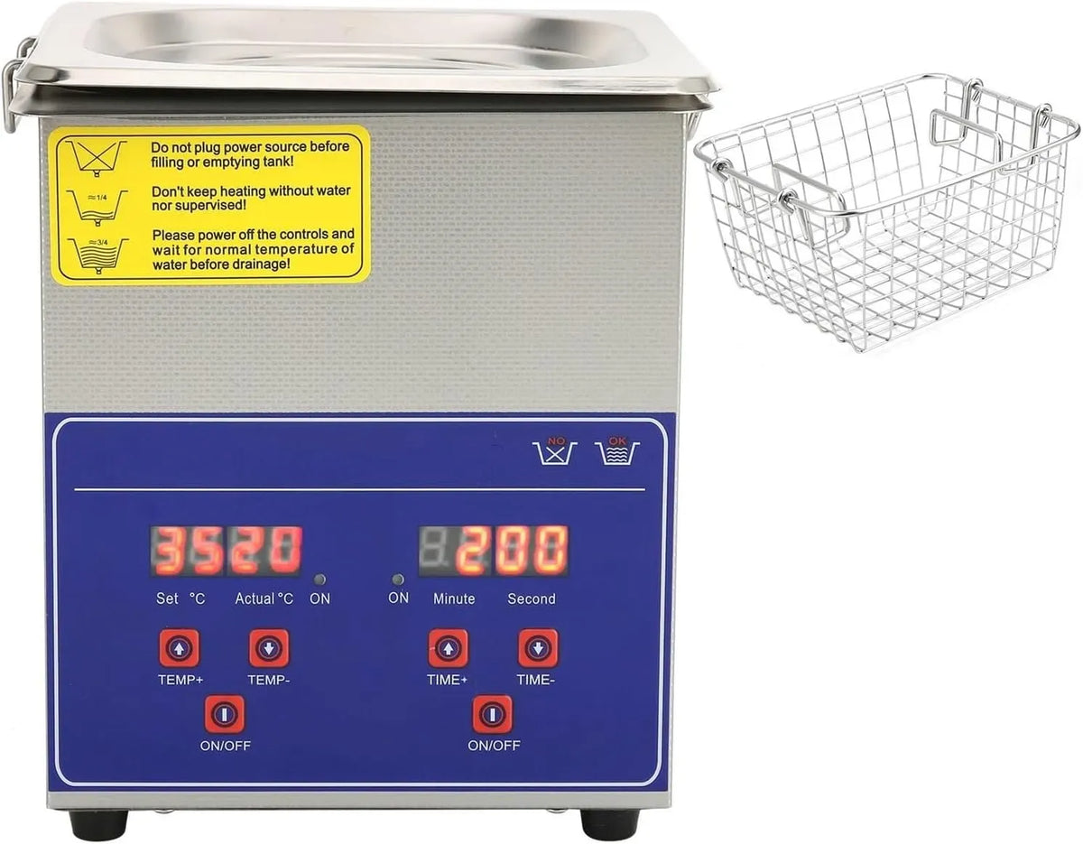 PS-10A riscaldatore, Pulitore, vasca per pulizia a ultrasuoni, 2 L, timer, industriale, acciaio inox, funzione riscaldante, per la Pulizia