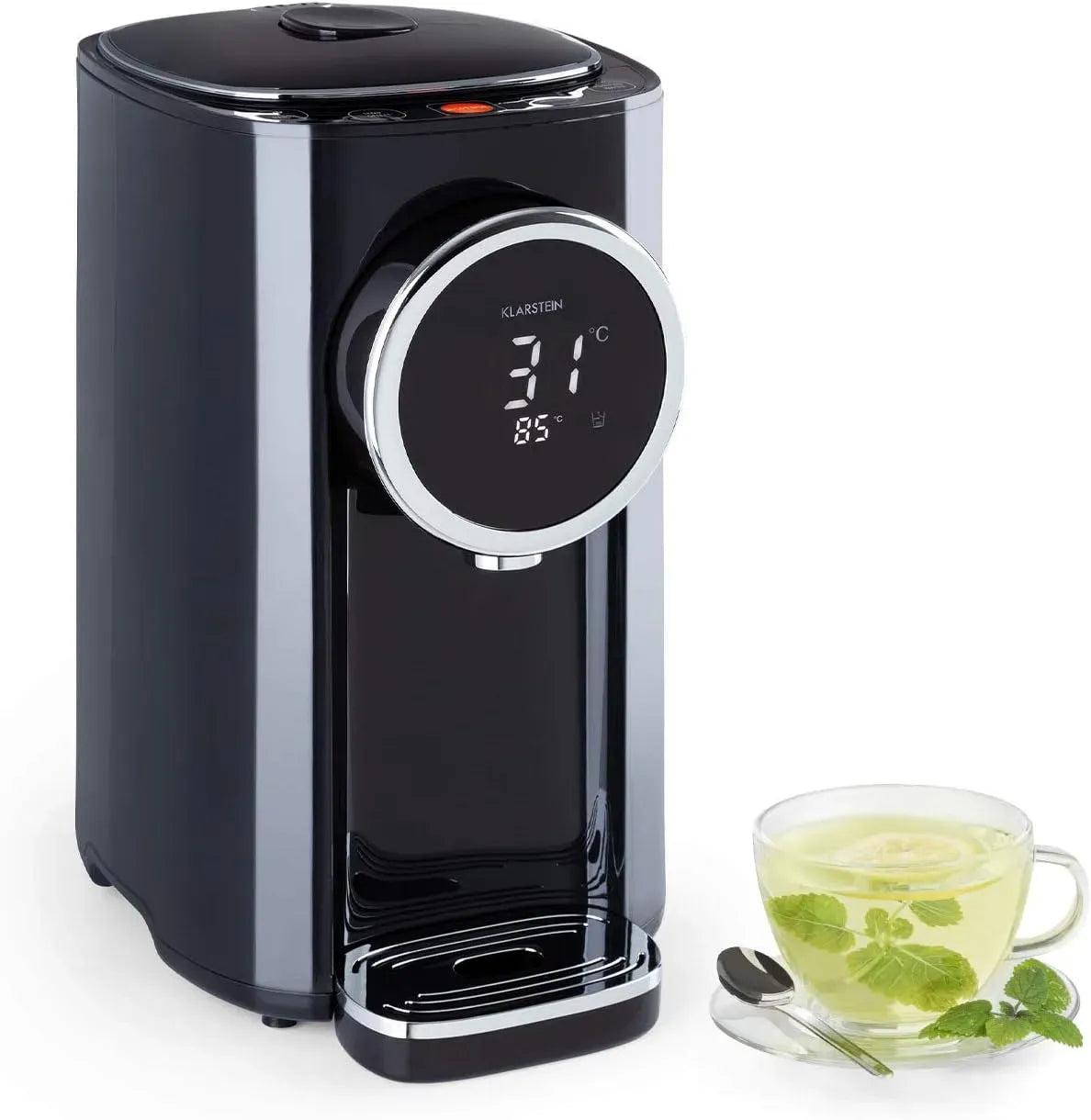 Klarstein Distributore, 5 L, 45 a 95 °C, ampio serbatoio, display LCD, acciaio inox, funzione riscaldante, nero