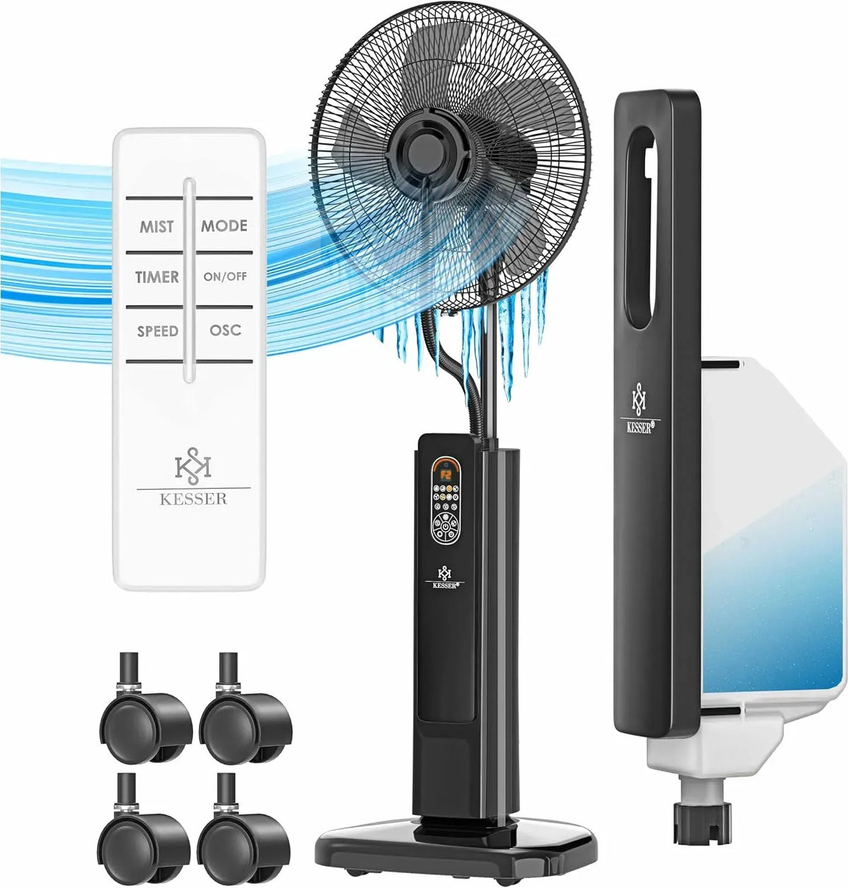 Ventilatore, timer, funzione timer, ventola per circolazione dell'aria, KESSER® Ventilatore da terra Frosty con acqua