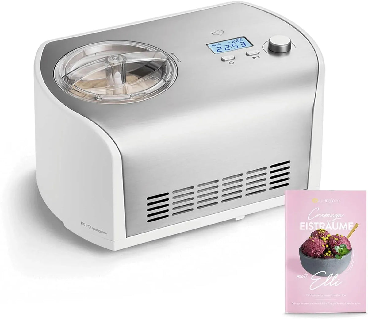 contenitore, macchina per gelato e sorbetto, 1,2 L, rimovibile, acciaio inox, argento, per gelato rimovibile, SPRINGLANE