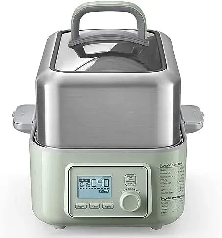 Vaporiera elettrica per alimenti, controllo One Touch, per multifunzione digitale con spegnimento automatico e protezione a secco, 2 ripiani senza BPA