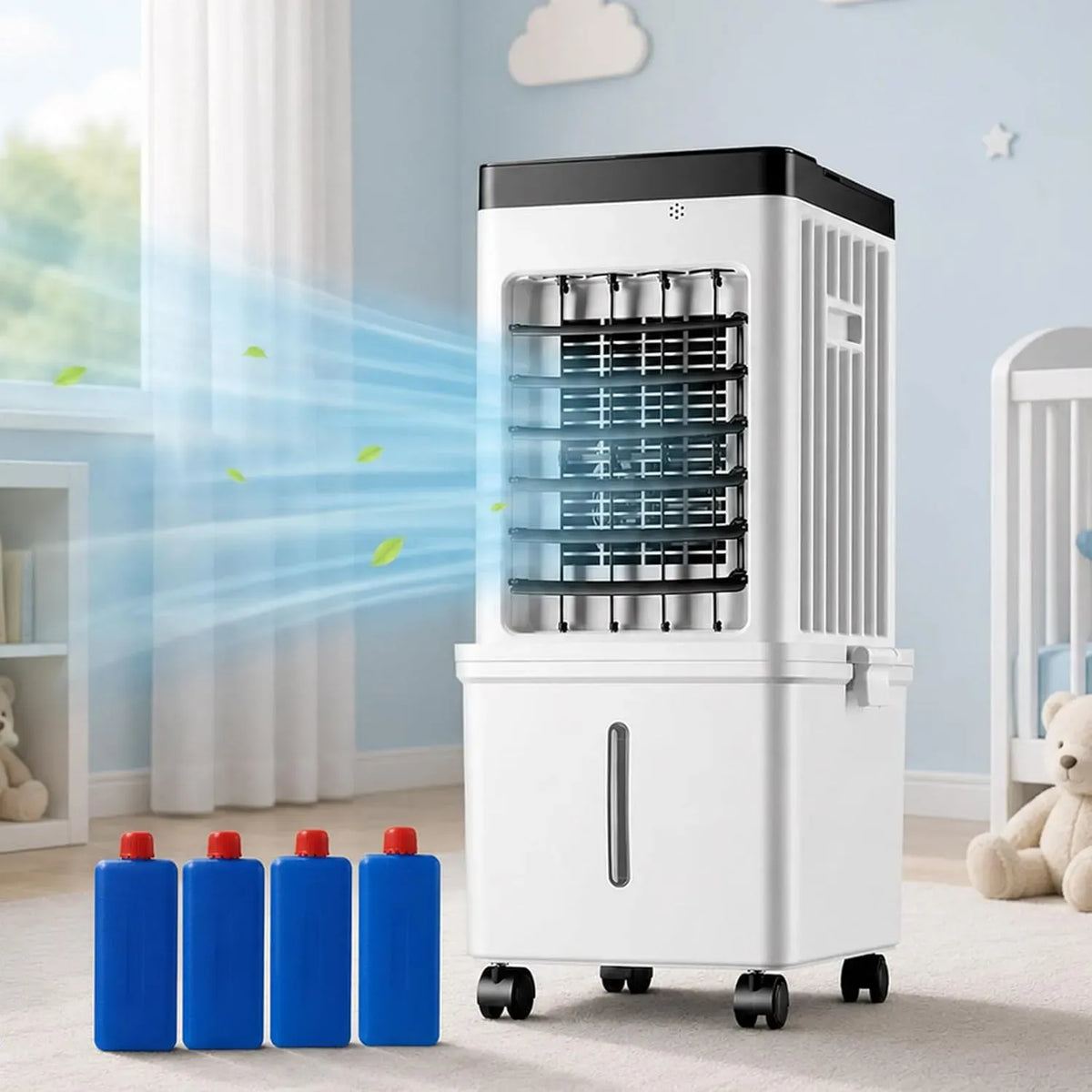 Ventilatore, 15 L, portatile, touch, 3 velocità, ampio serbatoio, Raffrescatore Evaporativo Portatile, 3 velocità per Casa E Ufficio, Pannello Touch