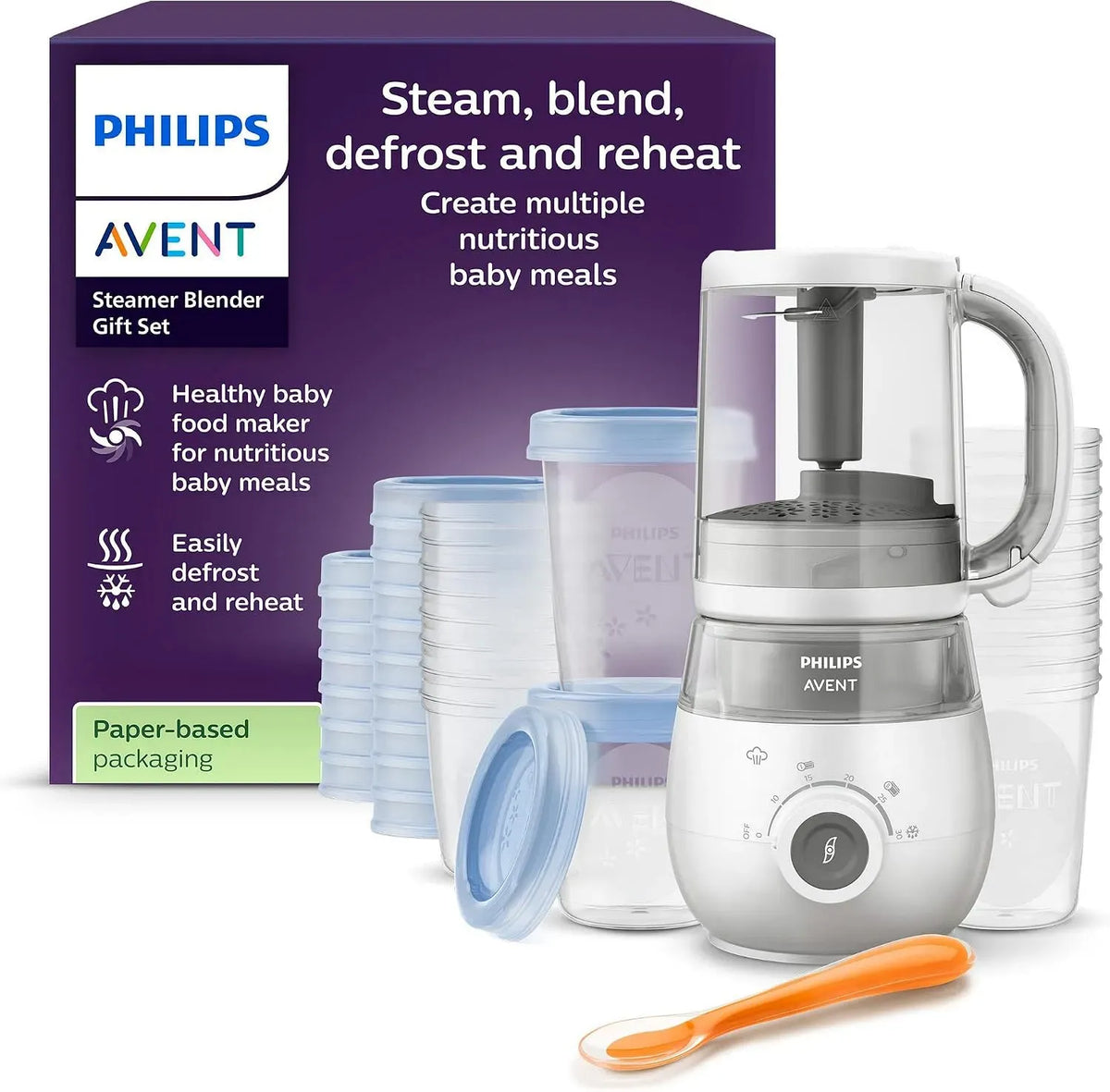 Philips SCF883/20 Frullatore, pannello IPS, vapore, scongelamento, scongela e riscalda facilmente le pappe, EasyPappa 4 in 1, cuoci a vapore
