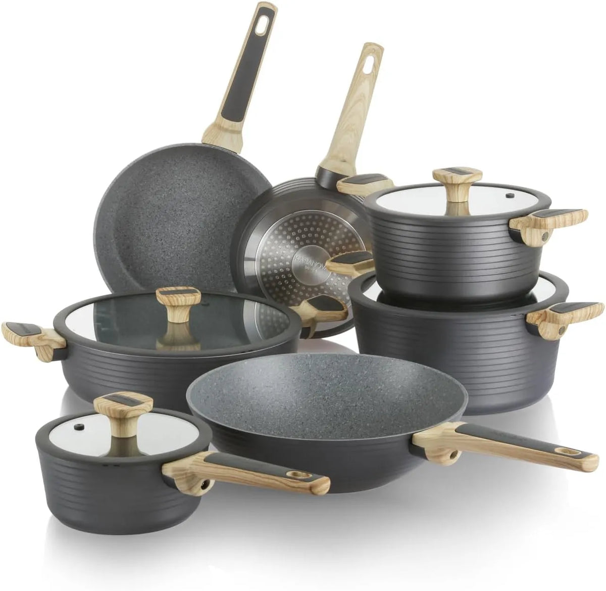 Batteria, 11 pezzi, grigio, Batteria pentole 11 pezzi grigio Corredo 2