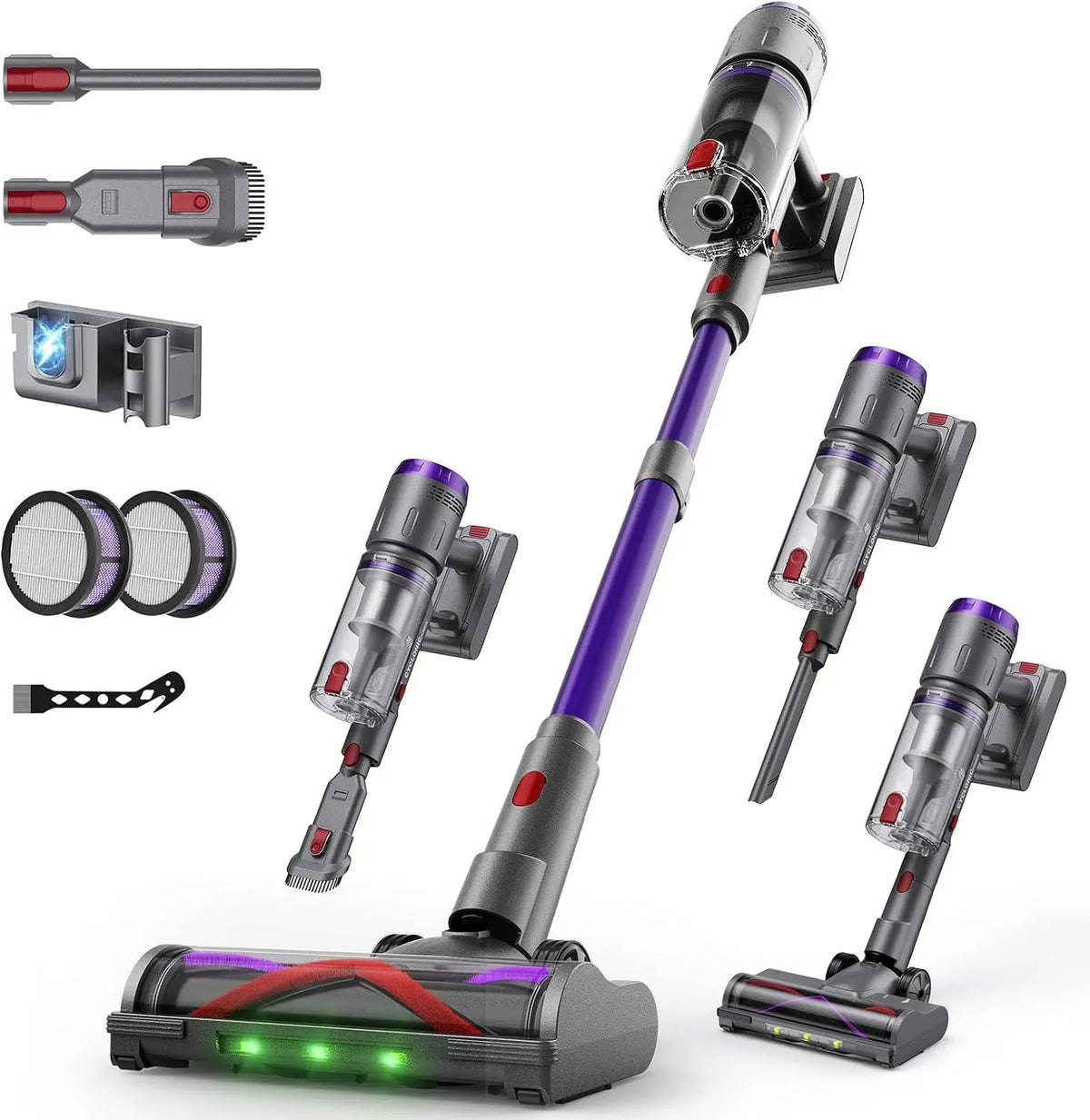 Aspirapolvere T80 600W/58000Pa, 600 W, Scopa Elettrica Senza Fili 75 Min, Anti-Groviglio per Peli Animali/Pavimenti/Tappeti