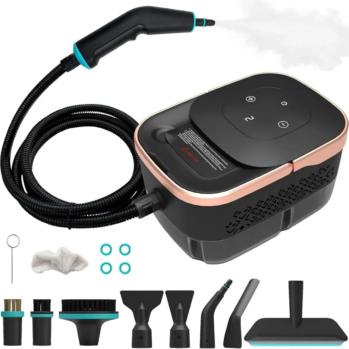 Pulitore, 1,5 L, portatile, ampio serbatoio, vapore, 6 livelli, funzione riscaldante, per uso domestico e automobilistico