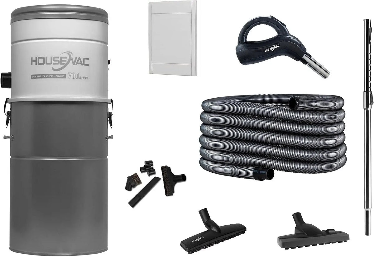 Aspirapolvere HV-700ST-35H, 1700 W, aspiratore elettrico domestico, Set aspirapolvere centralizzato con Retraflex 2; sistema di filtraggio ibrido