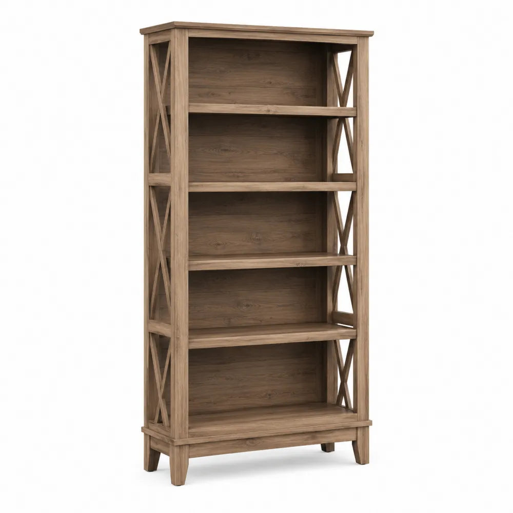 Libreria in Legno Massello Marrone con 5 Ripiani