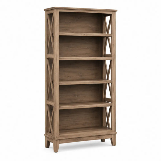 Libreria in Legno Massello Marrone con 5 Ripiani