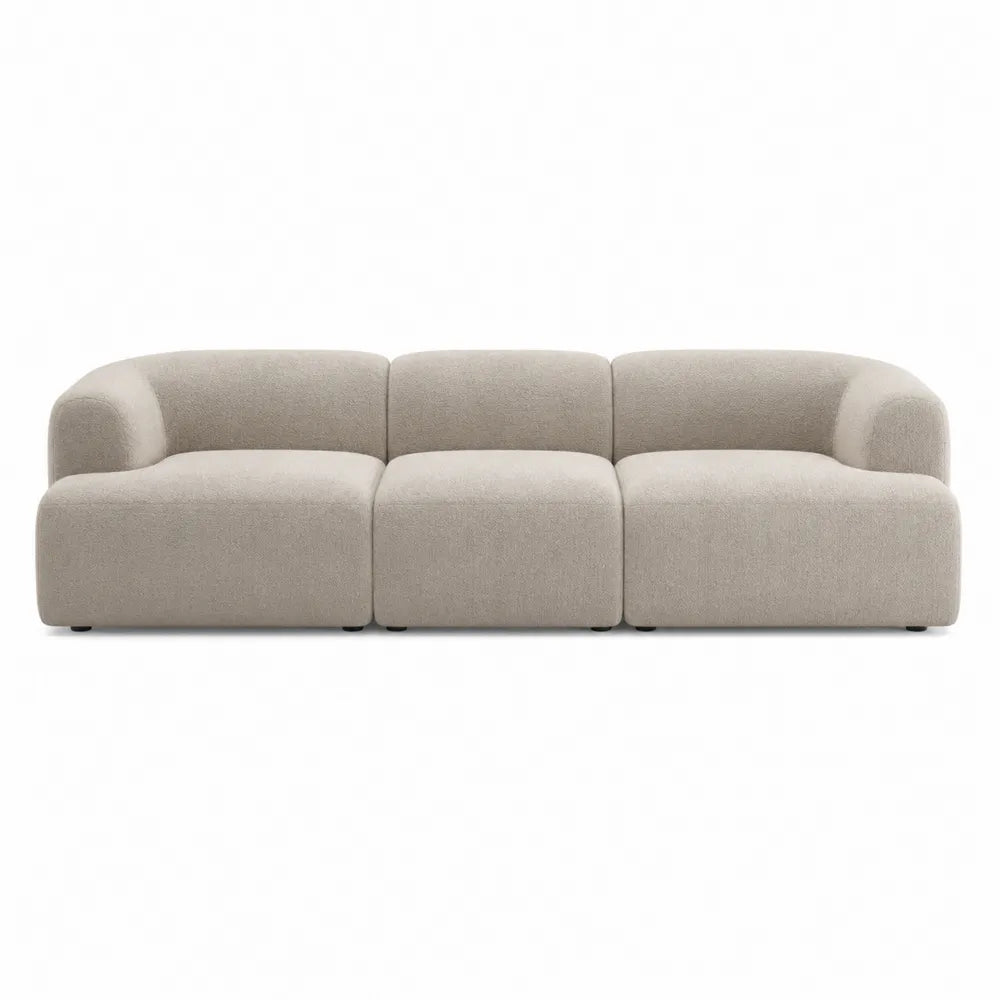 Divano modulare in tessuto poliestere beige 300cm