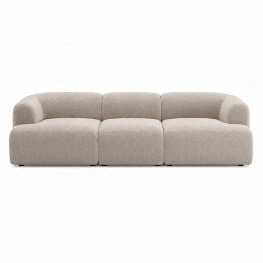 Divano modulare in tessuto poliestere beige 300cm