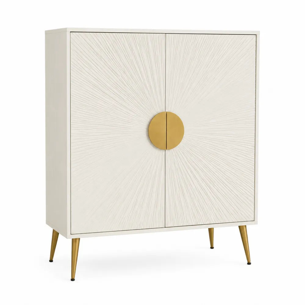 Credenza in legno MDF con maniglie dorate