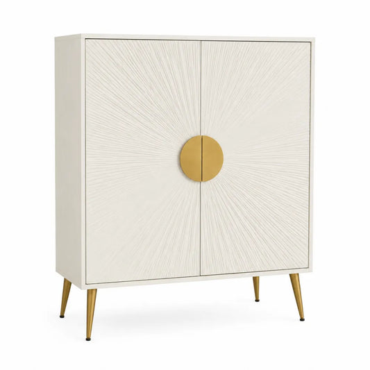 Credenza in legno MDF con maniglie dorate