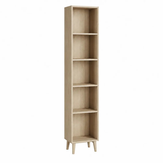 Libreria a colonna in legno di quercia con 5 ripiani