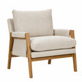 Poltrona in Tessuto Beige con Struttura in Legno