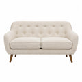 Divano 2 posti in tessuto beige con gambe in legno di faggio