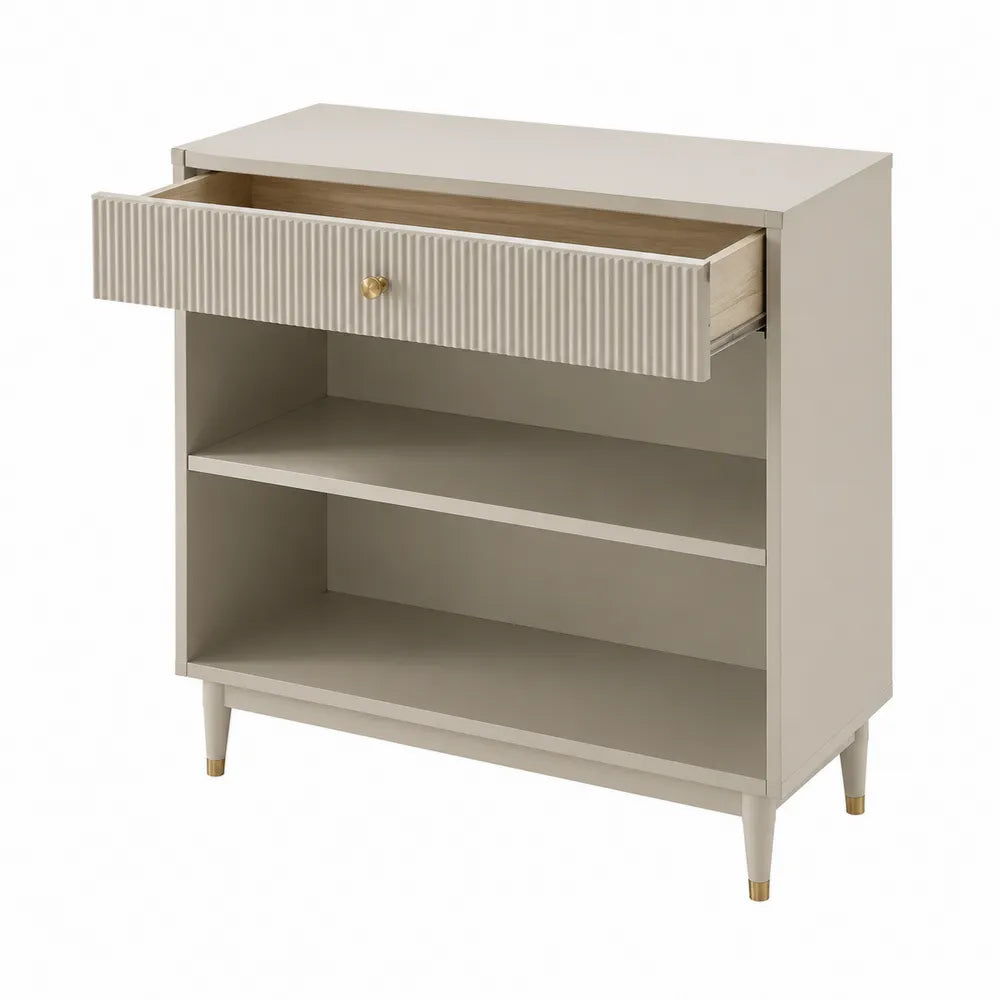 Libreria con Cassetto e Ripiani in Legno Composito Beige
