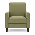 Poltrona reclinabile in tessuto verde con gambe in legno