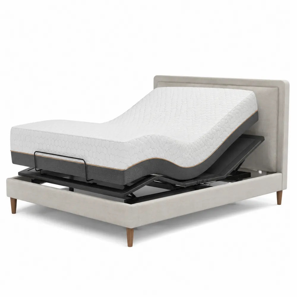 Letto regolabile elettrico con materasso in memory foam bianco e struttura in metallo 180x200 cm