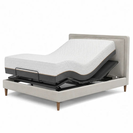 Letto regolabile elettrico con materasso in memory foam bianco e struttura in metallo 180x200 cm