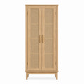 Armadio in legno massello con ante in rattan