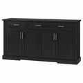 Credenza in legno nero con maniglie in acciaio 150x40x85 cm
