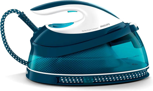 Philips GC7844/20 Bianco/Blu, PerfectCare Compact Ferro da Stiro con Caldaia, 2400W, Colpo di Vapore 400g, Pressione 6,5 Bar, Tecnologia OptimalTEMP