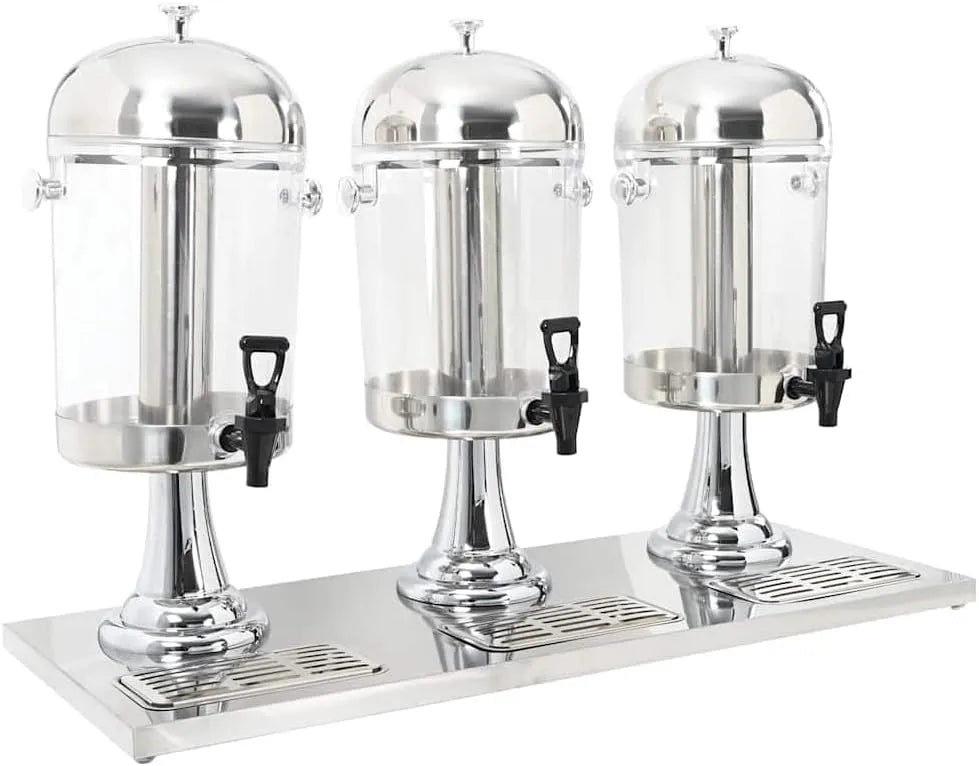 Distributore, acciaio inox, vidaXL Triplo Distributore di Succhi di Frutta e Bibite Acciaio