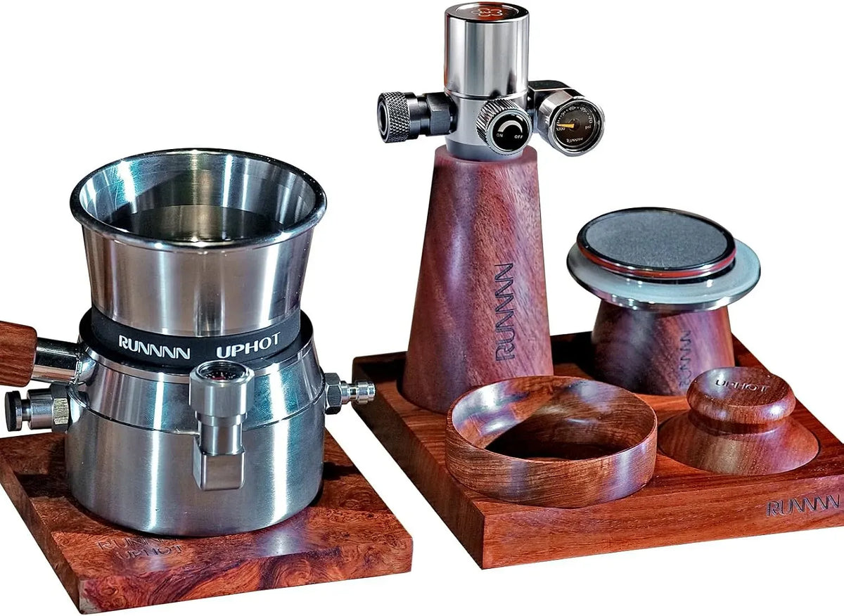 R-H-ComboSet-8 Macchina per caff, macchina da caffè elettrica, 9 bar, portatile, acciaio inox, argento, per caffè espresso portatile 8 in 1, UPHOT