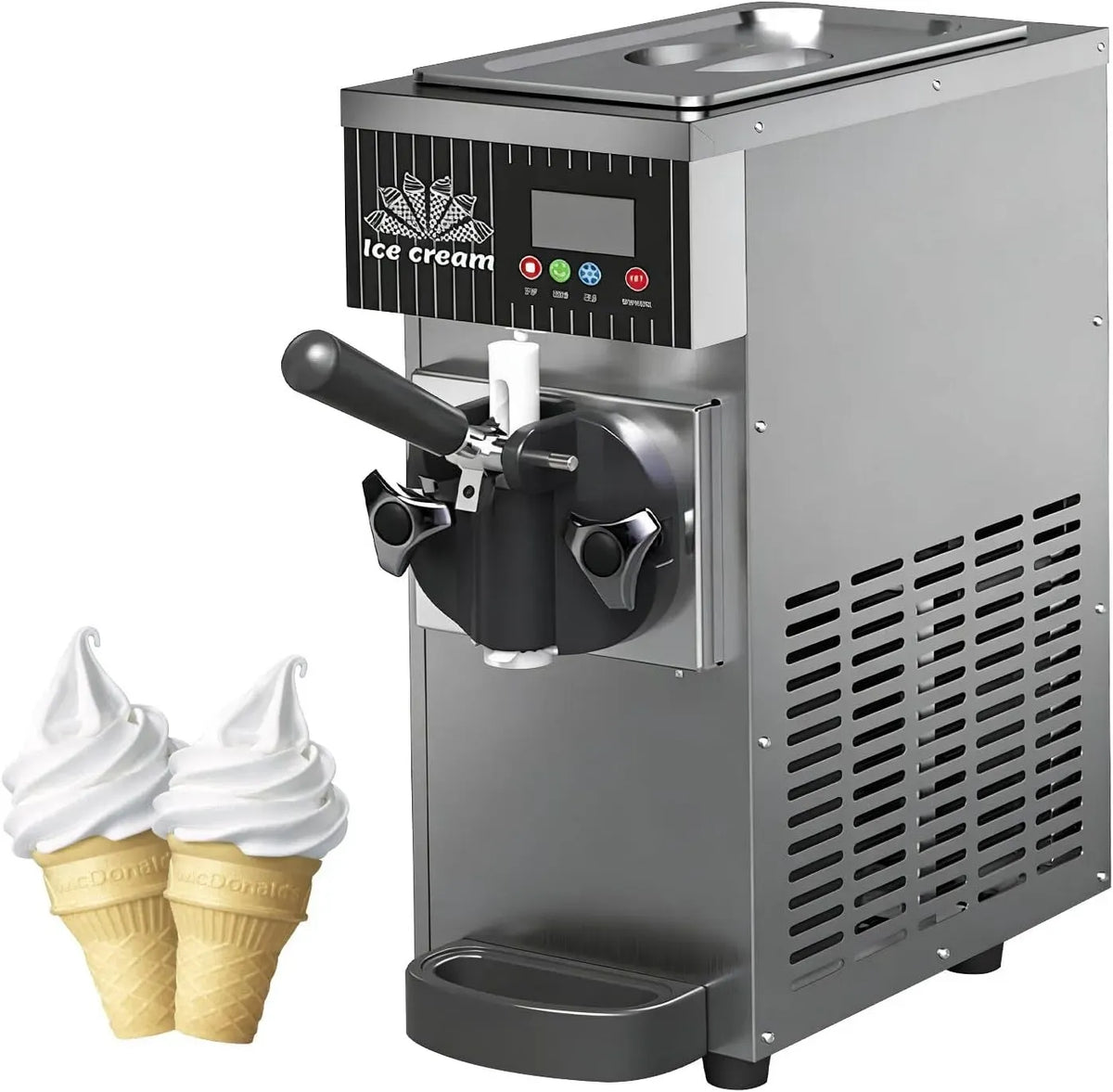 Pannello LCD, Gelatiera da Banco, per Gelatiera Professionale Soft Serve, 4-5 L/Ora, per Yogurt caffè Snack Bar Ristorante Grey, Pulizia Automatica