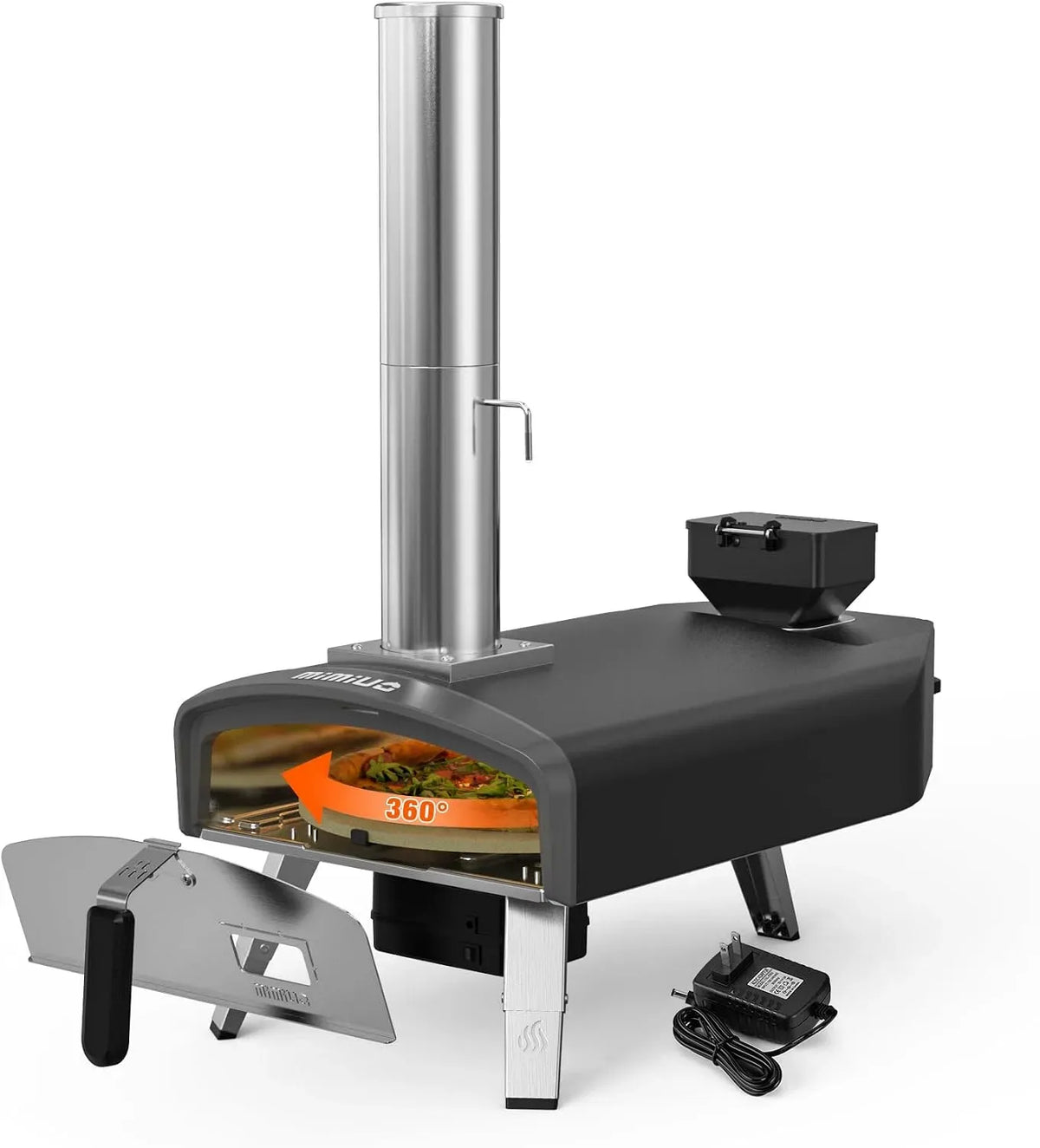 Forno elettrico per pizza, 30,5 cm, portatile, esterno, pietra refrattaria, pietra rotonda rotante per pizza