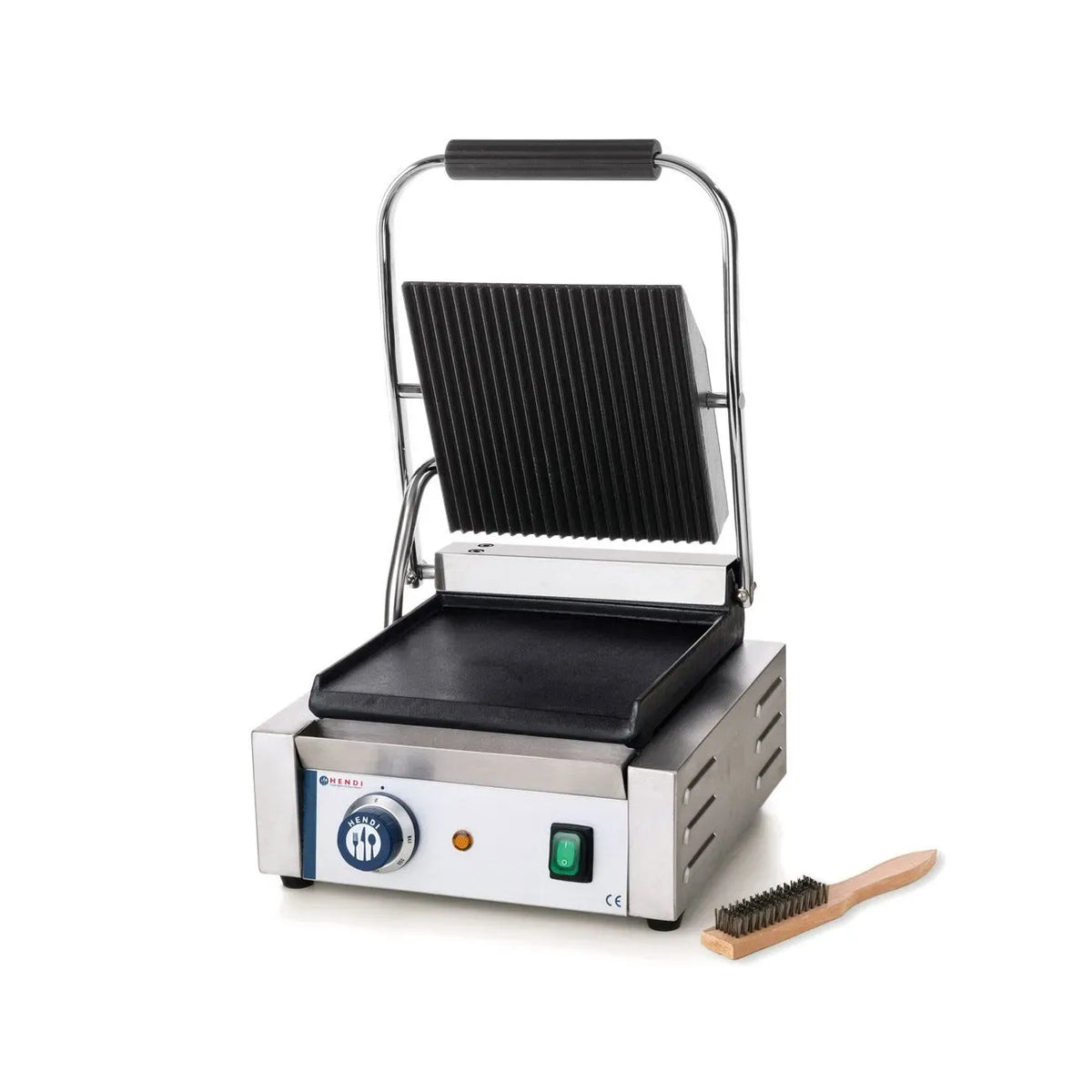 Grill/Griglia, Piastra, piastra per panini e sandwich, 1800 W, 230 V, 216 mm, professionale, ghisa, acciaio inox, HENDI