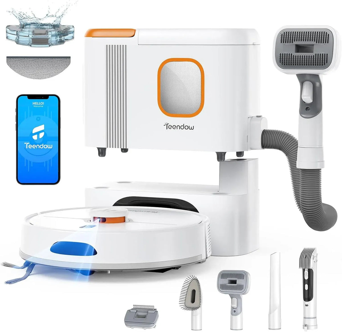 Robot aspirapolvere, 3 L, Teendow D20S, app e controllo, 8000 Pa