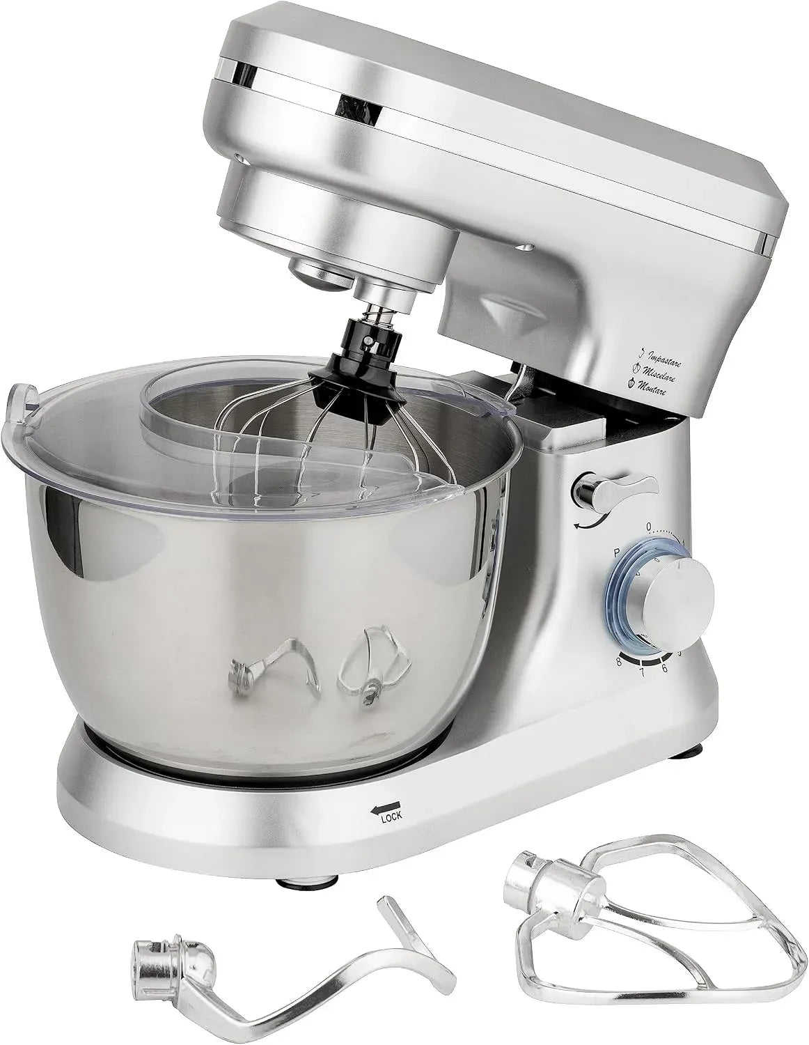 Robot da cucina, 35x27x16 cm, 4,5 L, 1000 W, professionale, acciaio inox, Baroni Home Impastatrice Planetaria 1000W, Capacità 4,5L