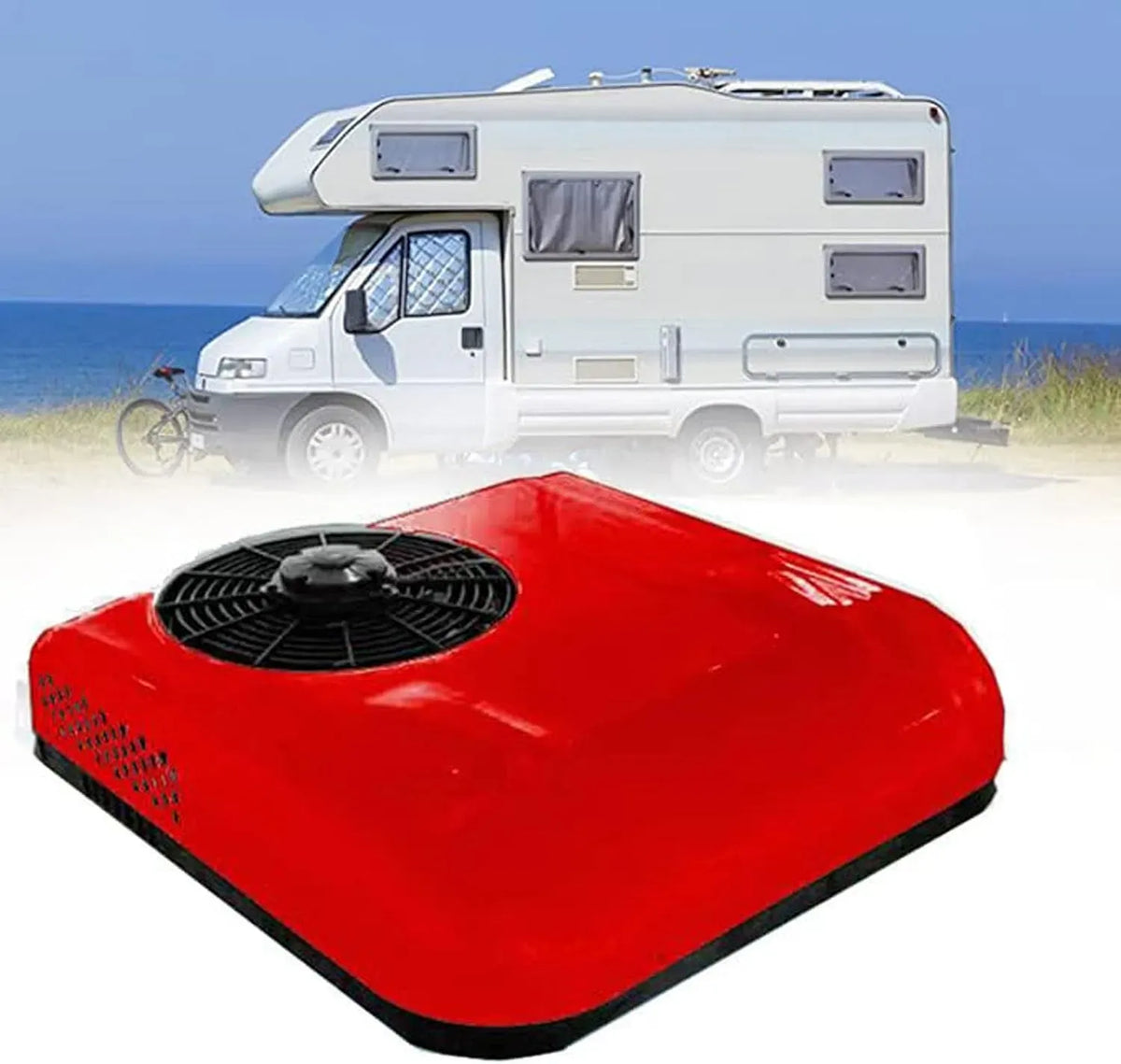 Condizionatore Red-24V, 24 V, rosso, climatizzatore, condizionatore da tetto per auto e camper, Raffreddamento efficiente per Viaggi Confortevoli