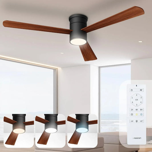 Ventilatore DC 34, 132 cm, 22,9 W, 34 W, timer, 2 zone di temperatura, nero, LED Dimmerabile 22,9 W, 3 Temperature di Colore, 3 Pale, 6 Velocità