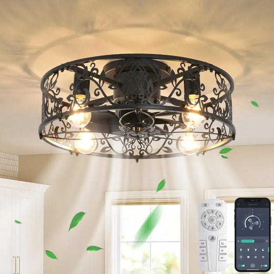 Ventilatore, 51cm, Ganeed, nero, ventola per circolazione dell'aria, ventilatore 51cm gabbia basso profilo nero con telecomando