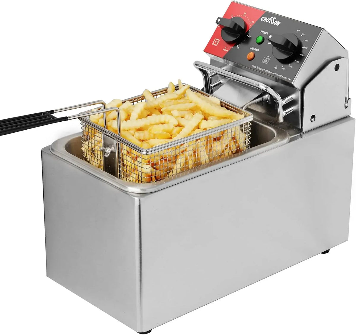 Riscaldamento Rapido, Friggitrice Elettrica Professionale 4L 2000W Friggitrice a Olio Elettrica con Cestello e Coperchio, per Cucina Hotel