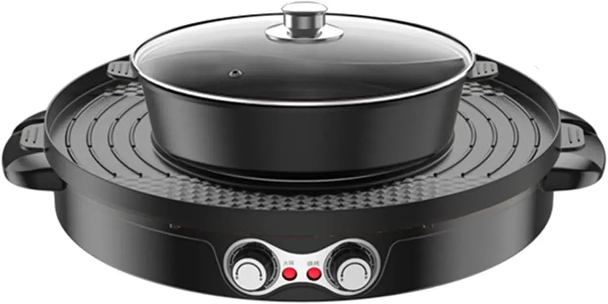grill, pentola elettrica multifunzione con grill, nero, per cottura di bistecche