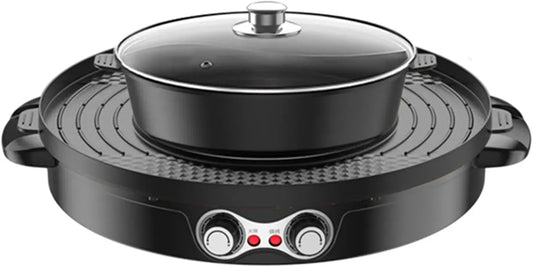 grill, pentola elettrica multifunzione con grill, nero, per cottura di bistecche
